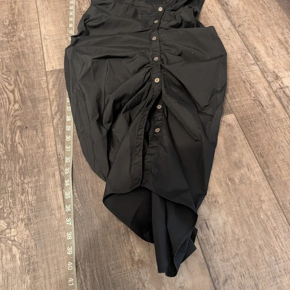 Veronica Beard Black Button-Down Ruched Shirt Dress - Picture 7 of 8